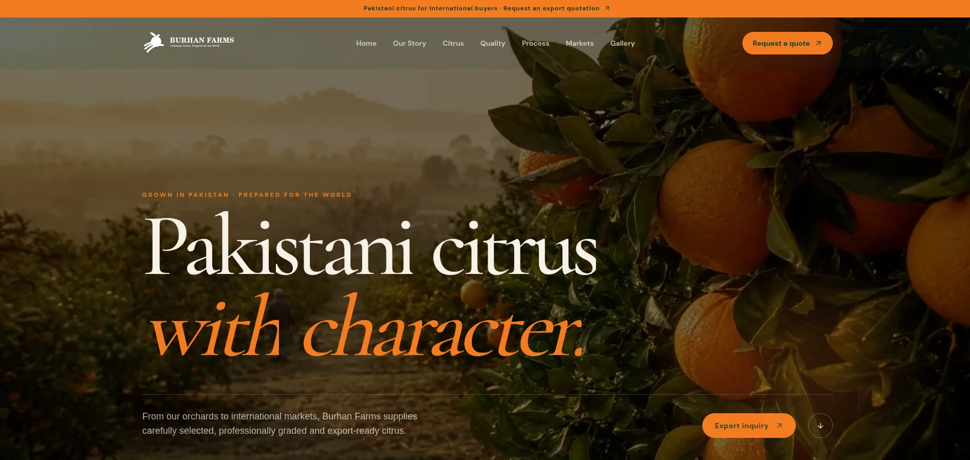 Burhan Farms export website