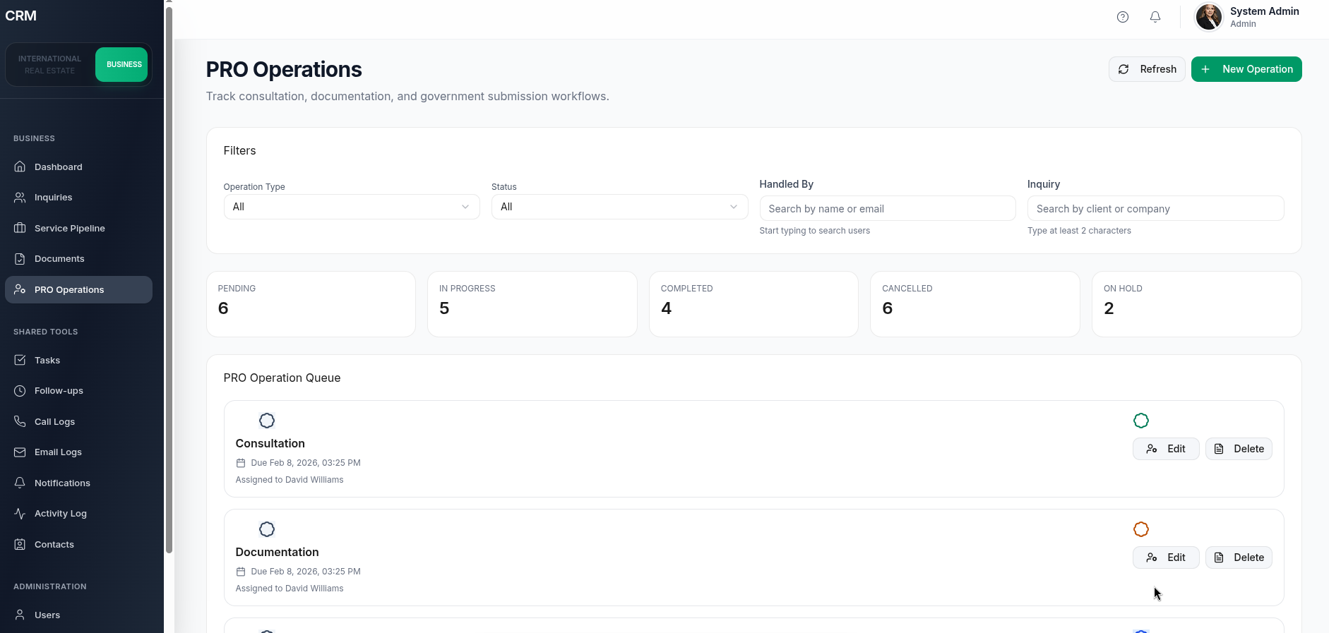 CRM tasks and follow-up management