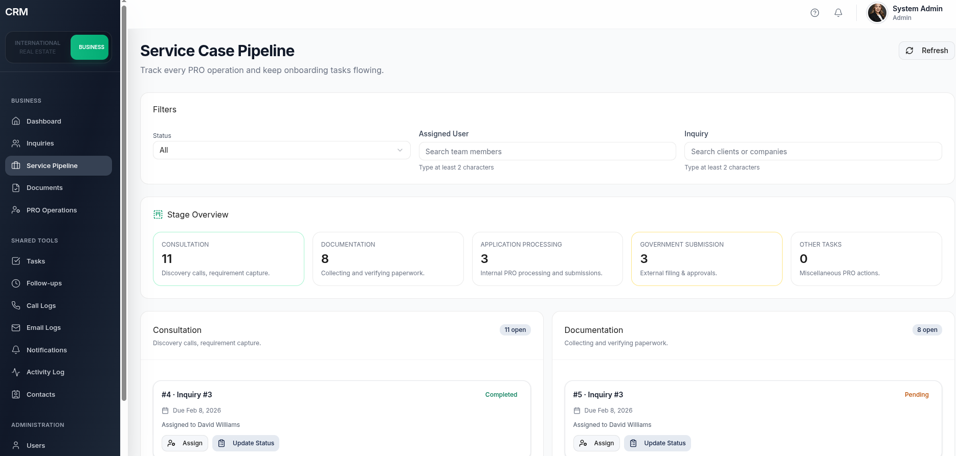 CRM deal pipeline and reporting