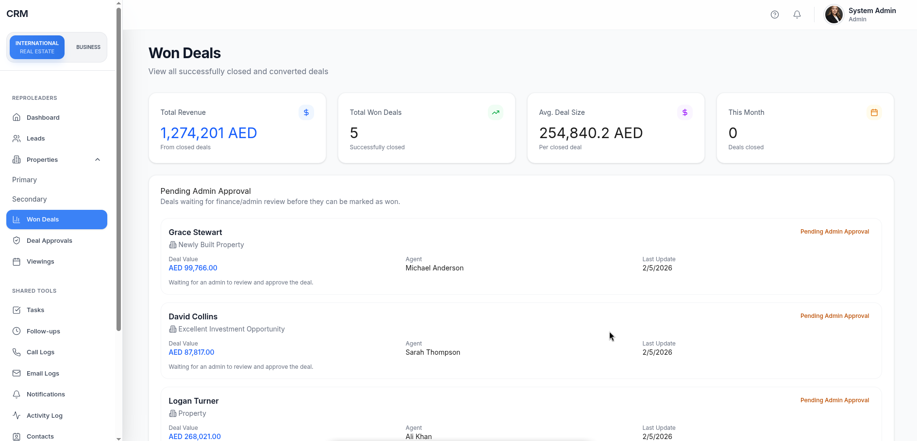 CRM deal pipeline and reporting
