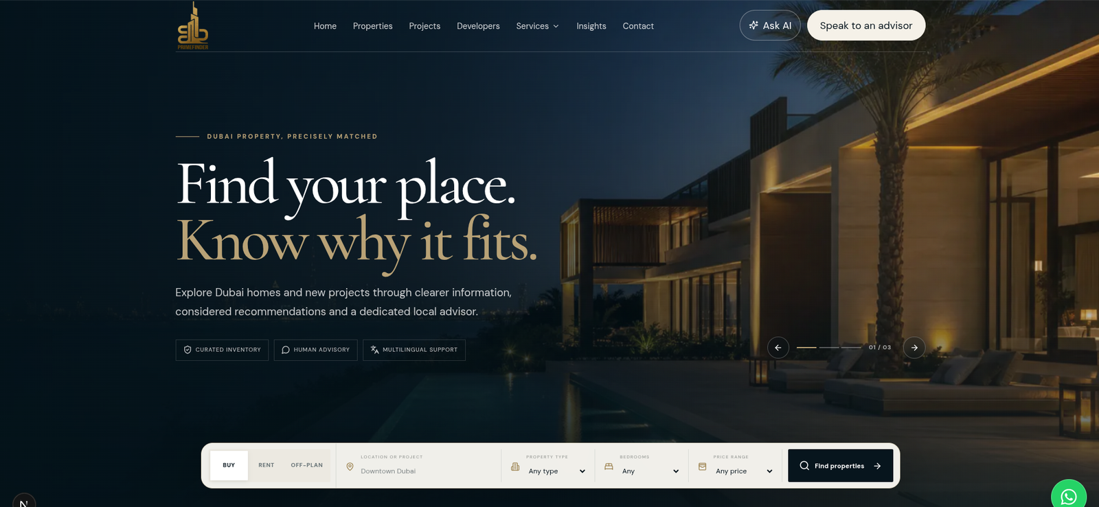 Prime Finder real estate website and CRM platform