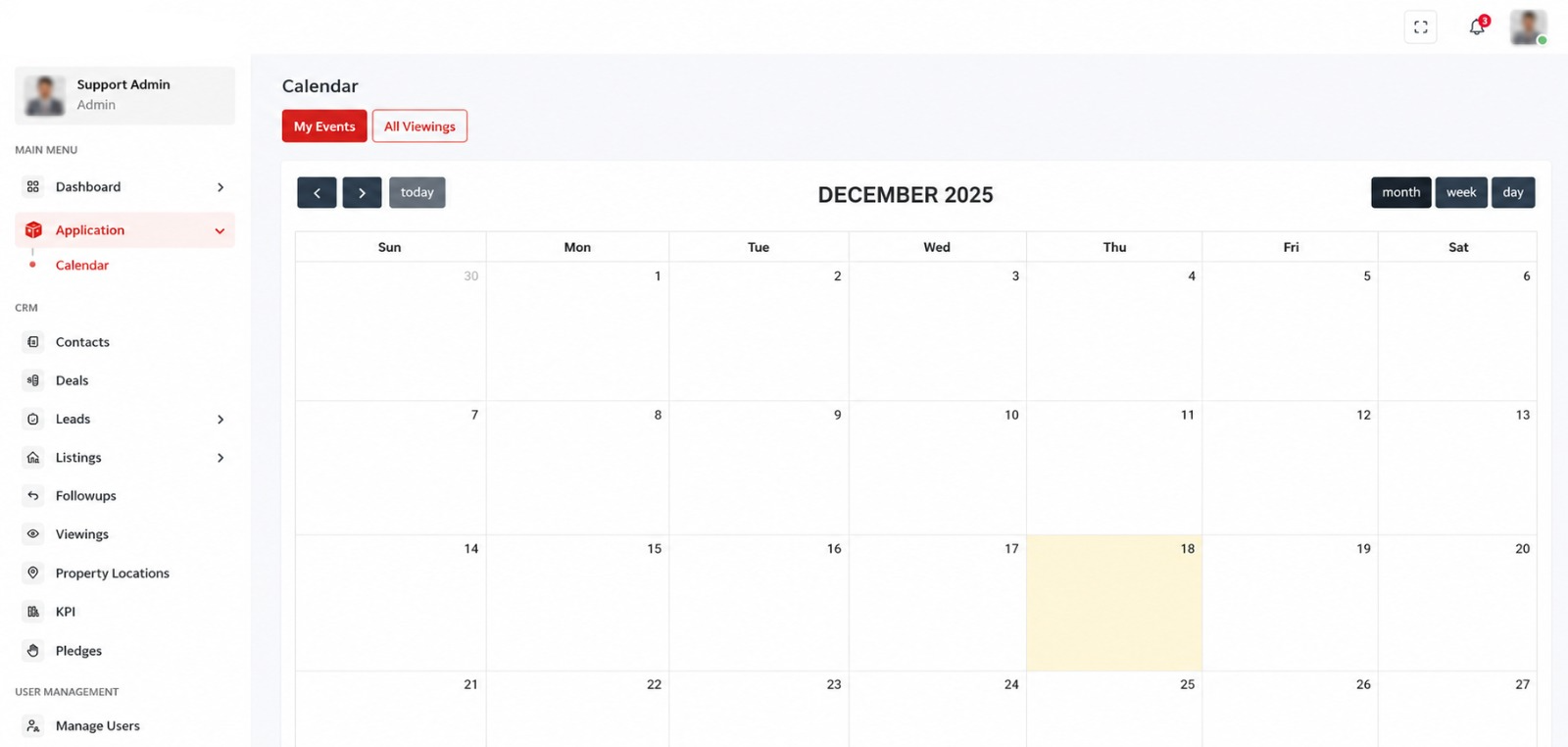 Real estate CRM lead management screen