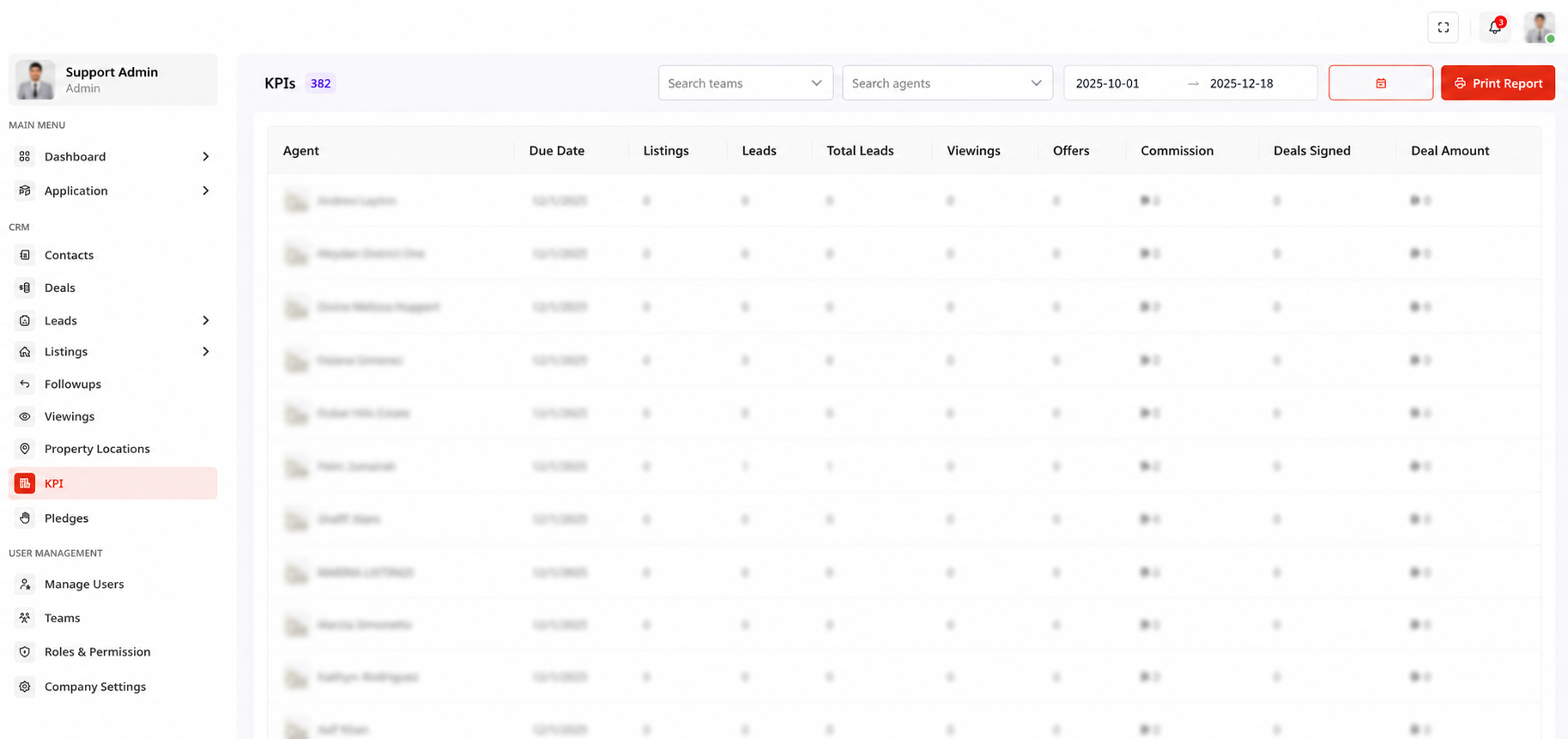Real estate CRM follow-up screen
